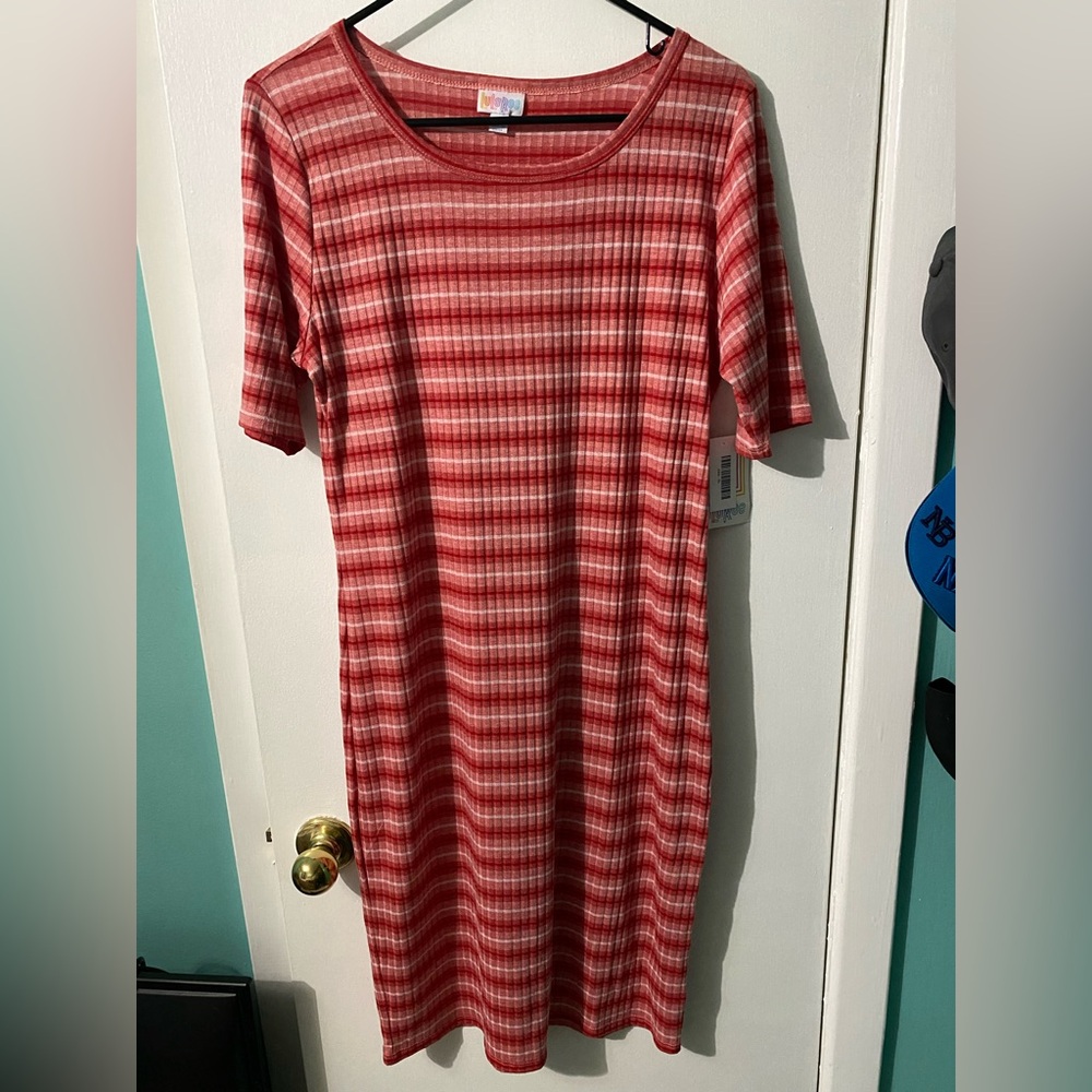 LuLaRoe Red and White Striped Julia Dress